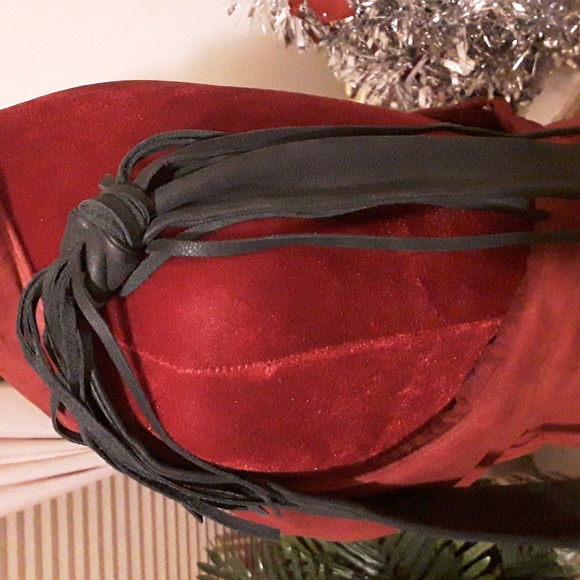 Black Suede 100% LEATHER hobo bag - Picture 3 of 8